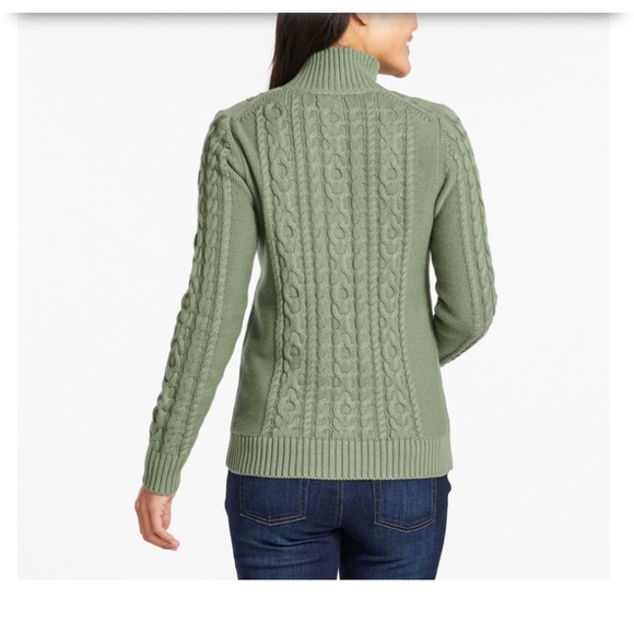 LL Bean Baby Blue zip up cable knit sweater - Picture 6 of 6